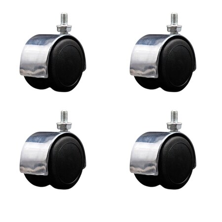 Service Caster 2'' Floor Safe Chrome Hooded Twin Wheel Caster 5/16 Threaded Stem, 4PK SCC-TS02S50D-NYU-BC-5161812-4